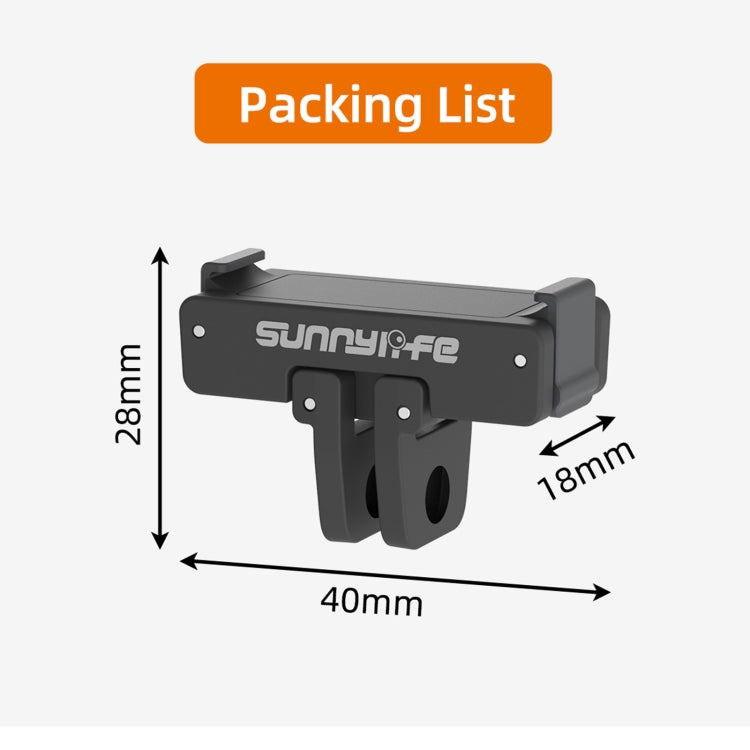 Sunnylife AD691 Magnetic Adapter Mount for DJI Osmo 360 / Action 2 / Osmo Action 3 / 4 (Black) by Sunnylife