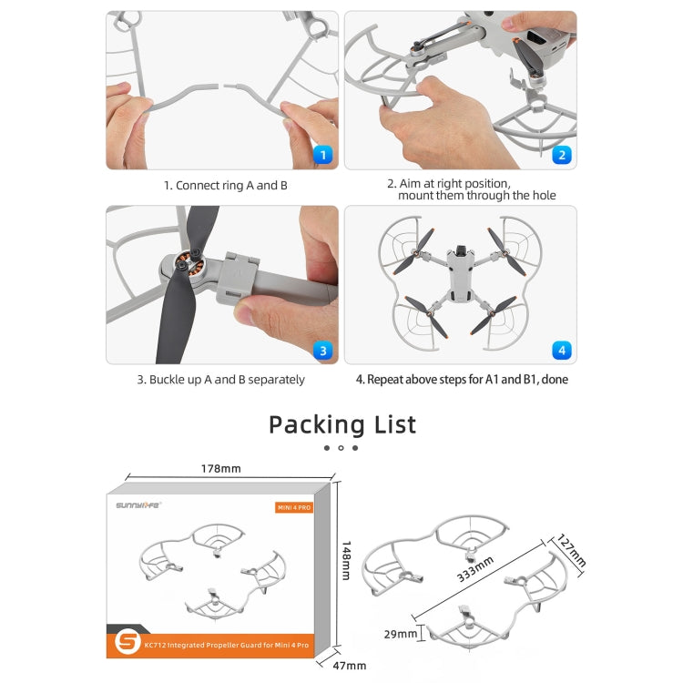 For DJI Mini 4 Pro Sunnylife N4P-KC712 Drone Propeller Protective Guard Anti-collision Ring (Grey) by Sunnylife