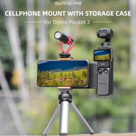 For DJI OSMO Pocket 3 Sunnylife OP3-AD744 Expanded Phone Clamp Holder with Storage Case (Black) by Sunnylife