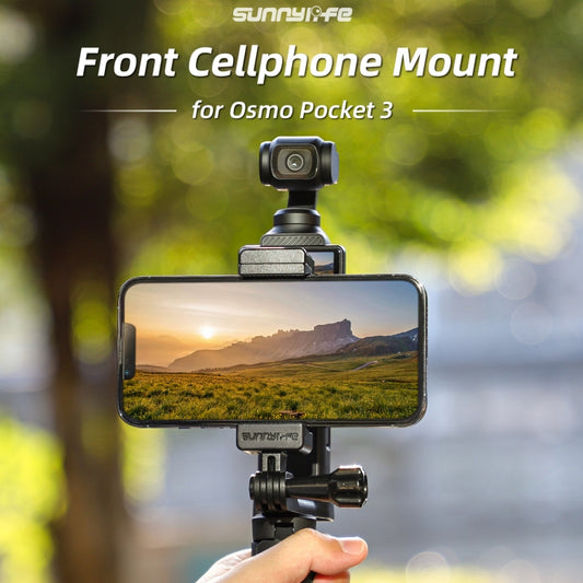 For DJI OSMO Pocket 3 Sunnylife Front Phone Holder Mount Handheld Tripod Expansion Brackets (Black) by Sunnylife
