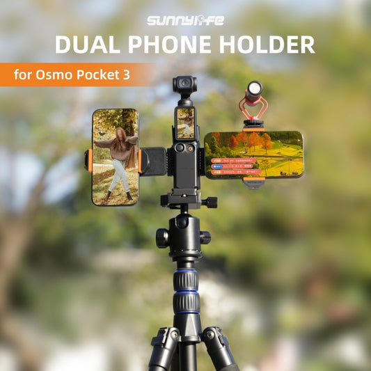 For DJI OSMO Pocket 3 Sunnylife ZJ756 Expanded Dual Phone Clamp Holder (Black) by Sunnylife