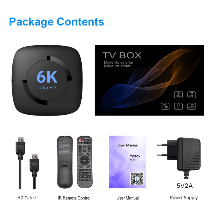 6K UHD Smart TV Box, Android 10.0, Allwinner H616 Quad Core, 2GB+8GB,UK Plug by buy2fix