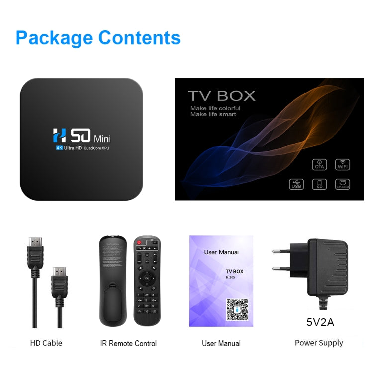 H50 Mini 4K Smart Network TV Box, Android 10.0, RK3318 Quad Core, 2GB+32GB, AU Plug by buy2fix