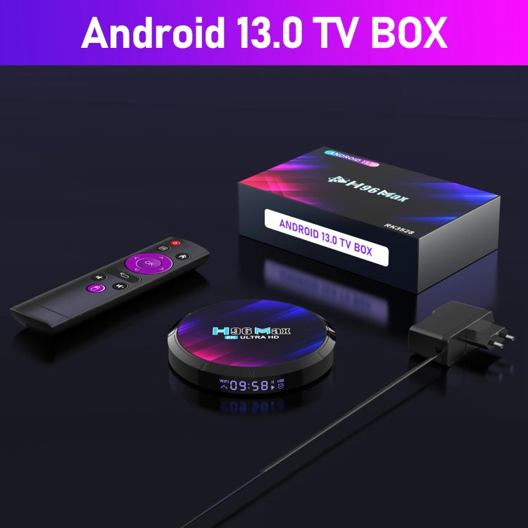 H96 Max 8K Ultra HD Smart TV Box Android 13.0 Media Player with Remote Control, RK3528 Quad-Core, 4GB+32GB(UK Plug) by buy2fix