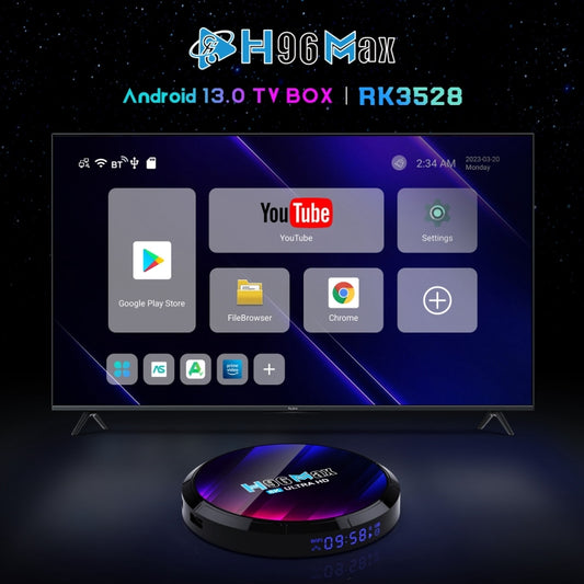 H96 Max 8K Ultra HD Smart TV Box Android 13.0 Media Player with Remote Control, RK3528 Quad-Core, 4GB+32GB(AU Plug) by buy2fix