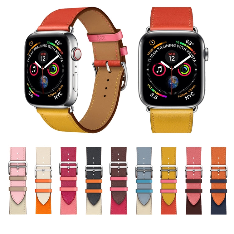 Two Color Single Loop Leather Wrist Strap Watch Band for Apple Watch Series 3 & 2 & 1 42mm, Color:Wine Red+Deep Rose Red+Light Rose Red by buy2fix