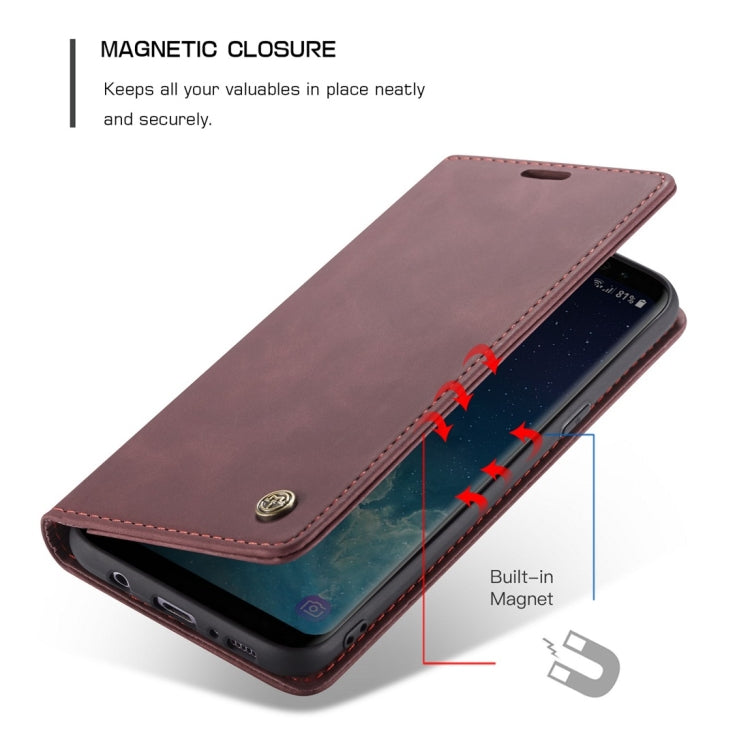 CaseMe-013 Multifunctional Retro Frosted Horizontal Flip Leather Case with Card Slot & Holder & Wallet for Galaxy S8 Plus(Wine Red) by CaseMe
