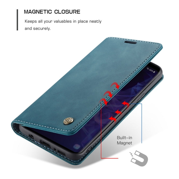 CaseMe-013 Multifunctional Retro Frosted Horizontal Flip Leather Case with Card Slot & Holder & Wallet for Galaxy S9 Plus(Blue) by CaseMe