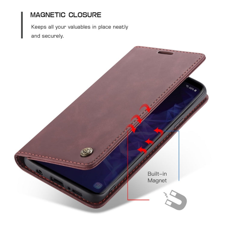 CaseMe-013 Multifunctional Retro Frosted Horizontal Flip Leather Case with Card Slot & Holder & Wallet for Galaxy S9 Plus(Wine Red) by CaseMe
