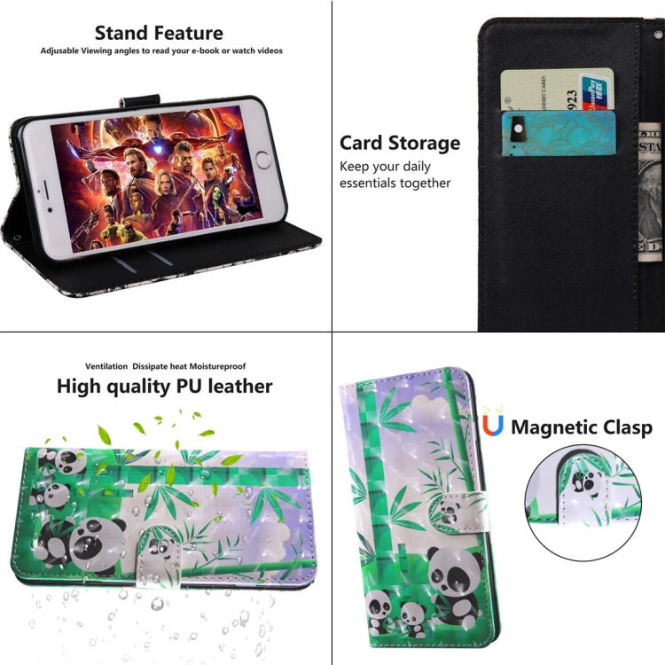 3D Coloured Drawing Pattern Horizontal Flip Leather Case with Holder & Card Slots & Wallet & Lanyard for LG K50 / Q60(Eating Bamboo Panda) by buy2fix