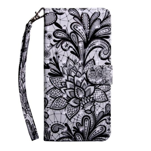 3D Coloured Drawing Pattern Horizontal Flip Leather Case with Holder & Card Slots & Wallet & Lanyard for LG K50 / Q60(Black Lace) by buy2fix