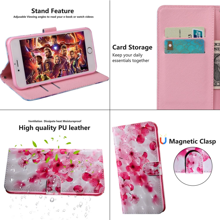 3D Painting Pattern Coloured Drawing Horizontal Flip TPU + PU Leather Case with Holder & Card Slots & Wallet For Huawei P Smart Z(Red FLower) by buy2fix