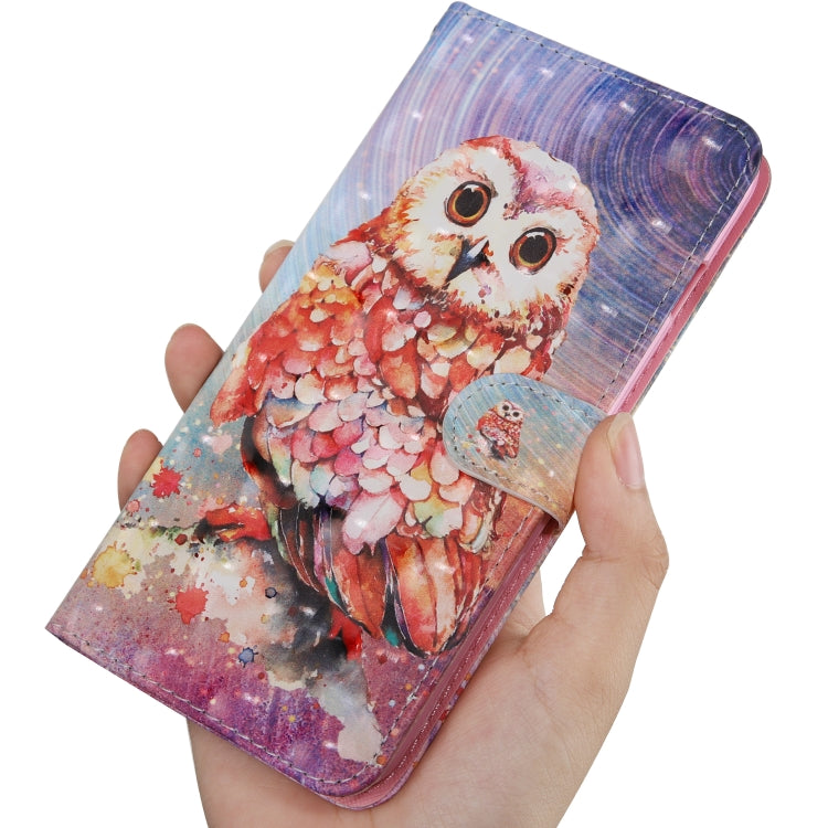 3D Painting Pattern Coloured Drawing Horizontal Flip TPU + PU Leather Case with Holder & Card Slots & Wallet For Galaxy A7 (2018)(Color Owl) by buy2fix