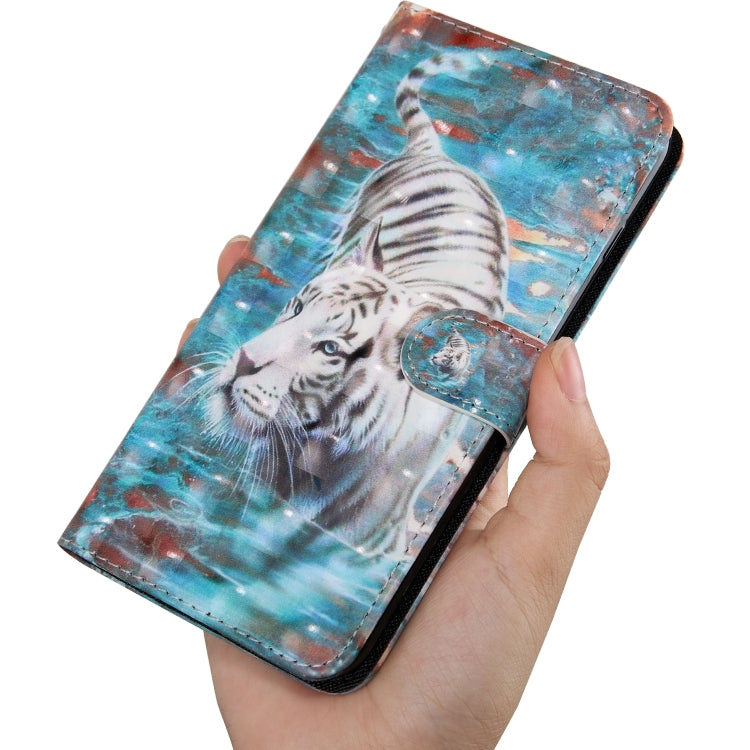 3D Painting Pattern Coloured Drawing Horizontal Flip TPU + PU Leather Case with Holder & Card Slots & Wallet For Galaxy J6+(Tiger) by buy2fix
