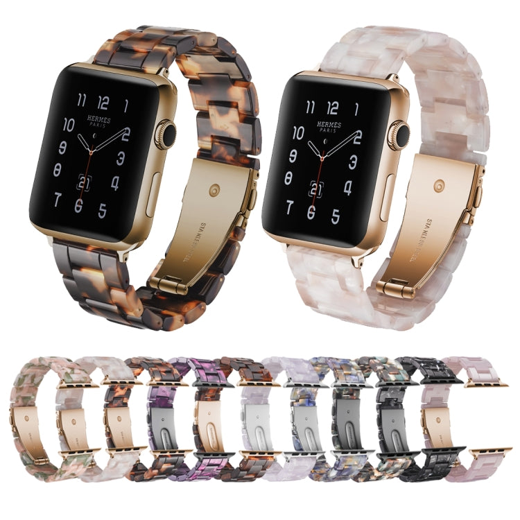 Simple Fashion Resin Watch Band for Apple Watch Series 5 & 4 44mm & Series 3 & 2 & 1 42mm(Blue Flower) by buy2fix