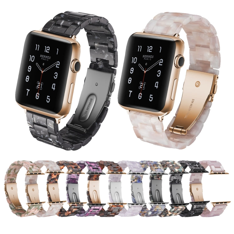 Simple Fashion Resin Watch Band for Apple Watch Series 5 & 4 40mm & Series 3 & 2 & 1 38mm(Black Flower) by buy2fix