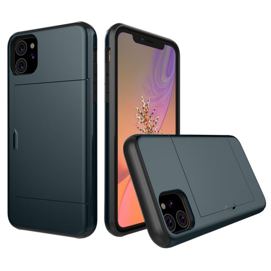 For iPhone 11 Shockproof Rugged Armor Protective Case with Card Slot (Navy Blue) by buy2fix