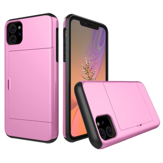 For iPhone 11 Shockproof Rugged Armor Protective Case with Card Slot (Pink) by buy2fix