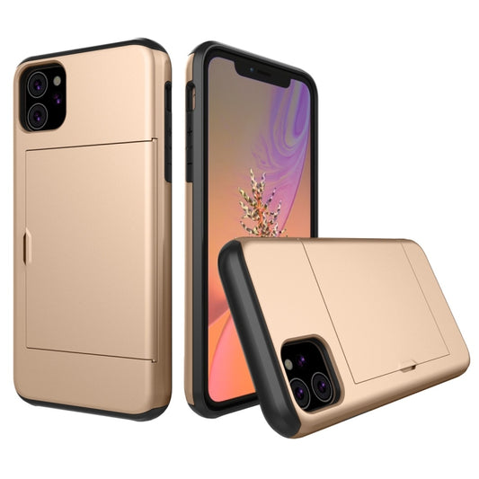 For iPhone 11 Shockproof Rugged Armor Protective Case with Card Slot (Gold) by buy2fix