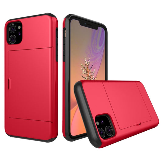 For iPhone 11 Shockproof Rugged Armor Protective Case with Card Slot (Red) by buy2fix