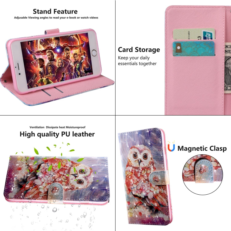 3D Painting Pattern Coloured Drawing Horizontal Flip TPU + PU Leather Case with Holder & Card Slots & Wallet For Huawei P30 Lite / Nova 4e(Color Owl) by buy2fix