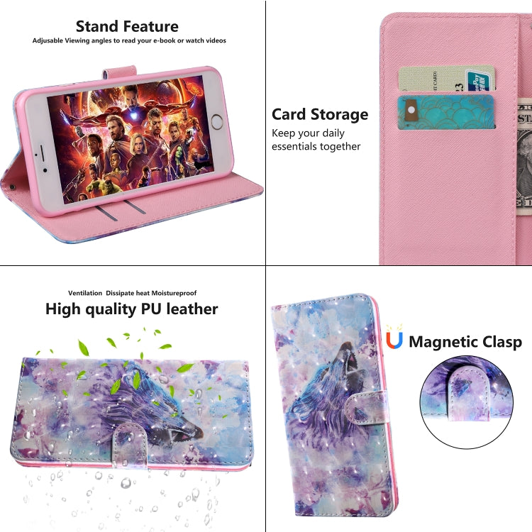 3D Painting Pattern Coloured Drawing Horizontal Flip TPU + PU Leather Case with Holder & Card Slots & Wallet For Huawei Y5 Lite 2018 / Y5 2018(Roaring Wolf) by buy2fix