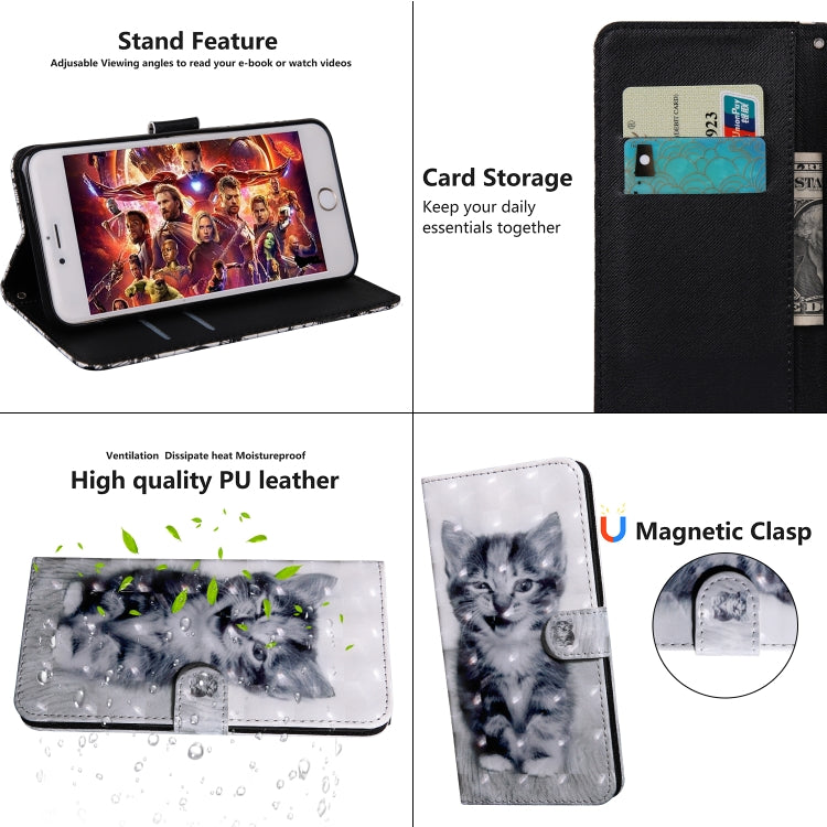 3D Painting Pattern Coloured Drawing Horizontal Flip TPU + PU Leather Case with Holder & Card Slots & Wallet, For:For Galaxy A10(Smile Cat) by buy2fix