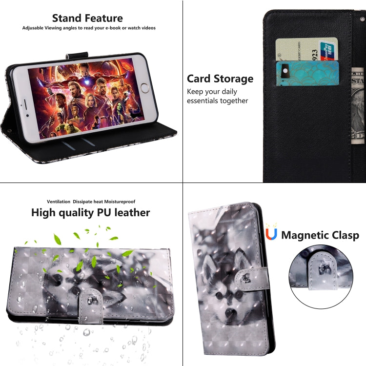 3D Painting Pattern Coloured Drawing Horizontal Flip TPU + PU Leather Case with Holder & Card Slots & Wallet, For:For Galaxy A40(Husky) by buy2fix
