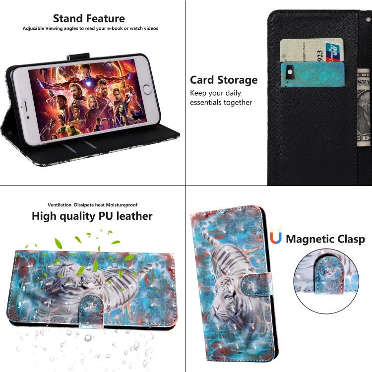 3D Painting Pattern Coloured Drawing Horizontal Flip TPU + PU Leather Case with Holder & Card Slots & Wallet, For:For Galaxy A70(Tiger) by buy2fix