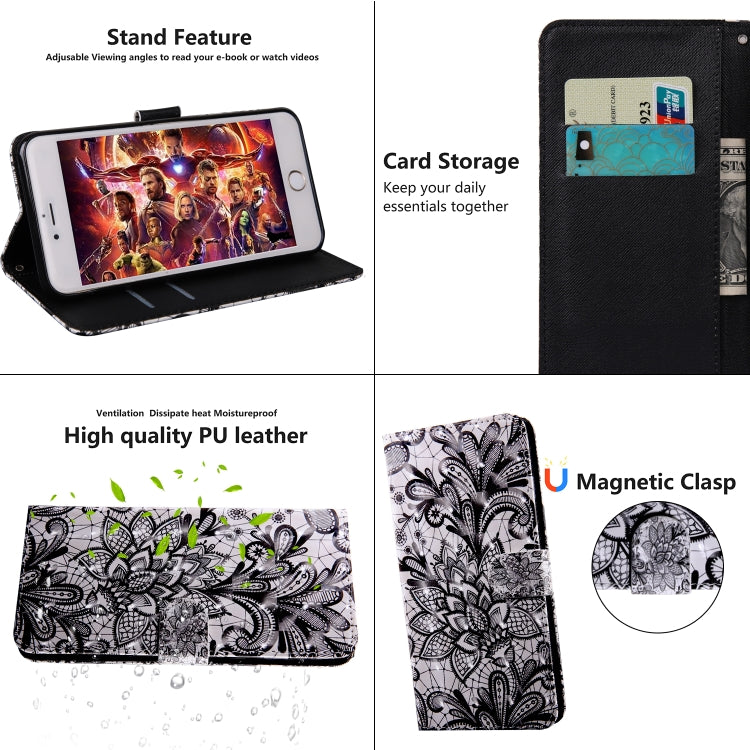 3D Painting Pattern Coloured Drawing Horizontal Flip TPU + PU Leather Case with Holder & Card Slots & Wallet, For:For Sony Xperia L3(Black Lace) by buy2fix