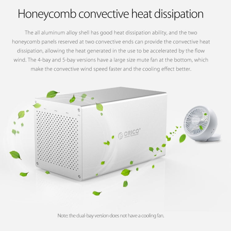 ORICO Honeycomb Series WS500U3 SATA 3.5 inch USB 3.0 5 Bays Aluminum Alloy HDD / SSD Enclosure, The Maximum Support Capacity: 50TB by ORICO