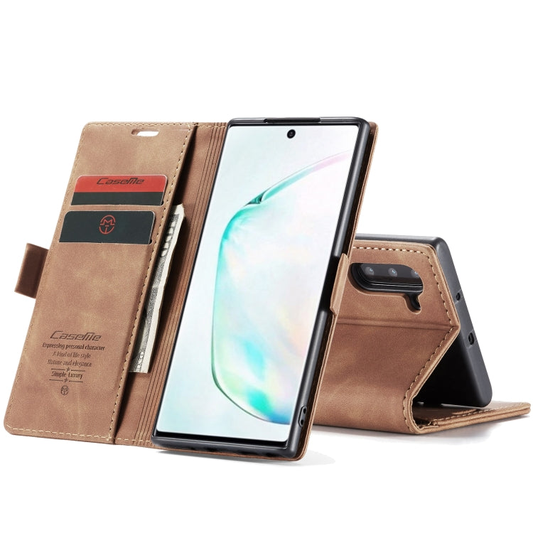 CaseMe-013 Multifunctional Horizontal Flip Leather Case with Card Slot & Holder for Galaxy Note 10(Brown) by CaseMe