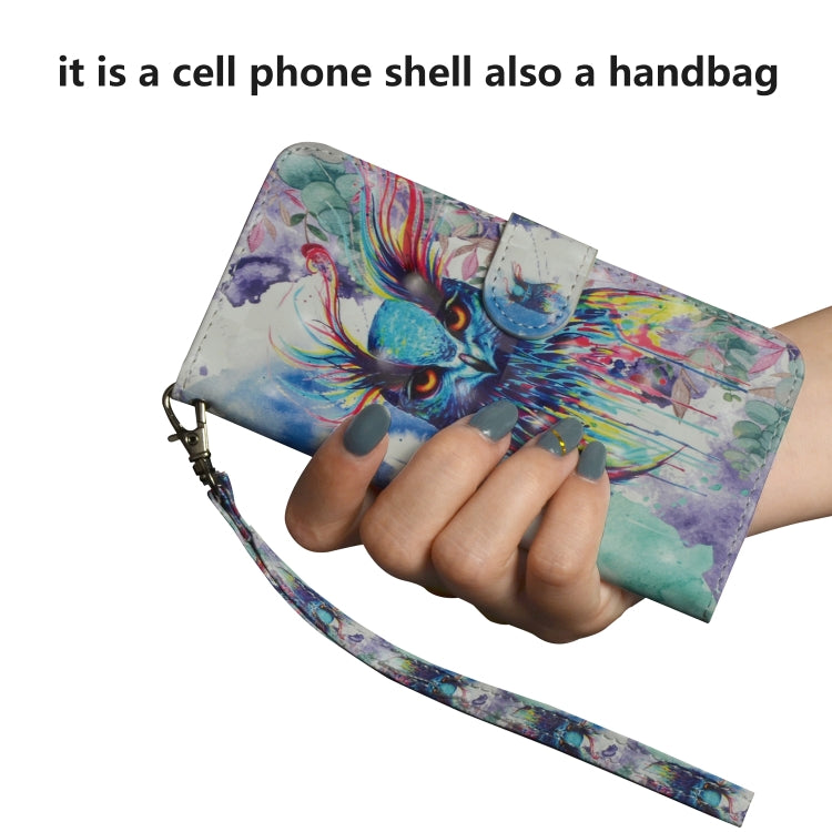 3D Painting Pattern Coloured Drawing Horizontal Flip TPU + PU Leather Case with Holder & Card Slots & Wallet for Huawei Honor 20 Lite(Watercolor Owl) by buy2fix