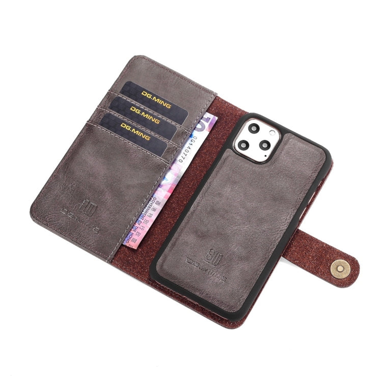 For iPhone 11 Pro DG.MING Crazy Horse Texture Flip Detachable Magnetic Leather Case with Holder & Card Slots & Wallet (Grey) by DG.MING