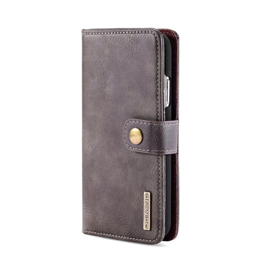 For iPhone 11 DG.MING Crazy Horse Texture Flip Detachable Magnetic Leather Case with Holder & Card Slots & Wallet (Grey) by DG.MING