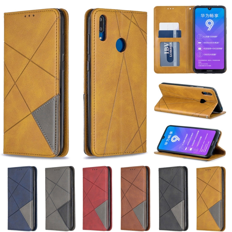 Rhombus Texture Horizontal Flip Magnetic Leather Case with Holder & Card Slots For Huawei Y7 (2019) / Y7 Prime (2019)(Grey) by buy2fix
