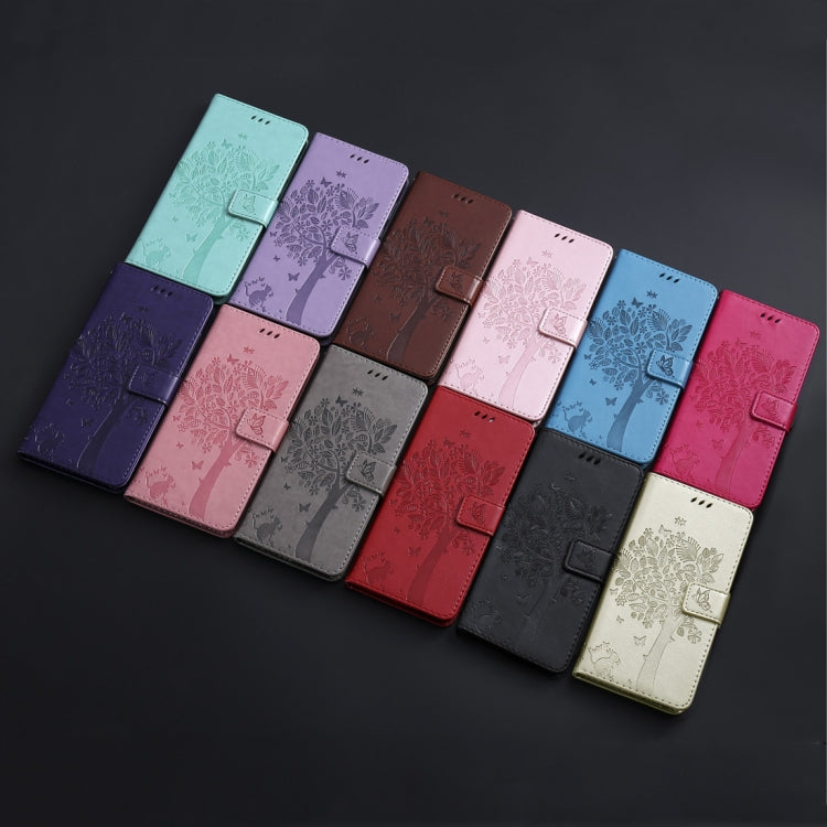 Tree & Cat Pattern Pressed Printing Horizontal Flip PU Leather Case with Holder & Card Slots & Wallet & Lanyard For Xiaomi Mi 9T & Mi 9T Pro & Redmi K20 & K20 Pro(Rose Gold) by buy2fix