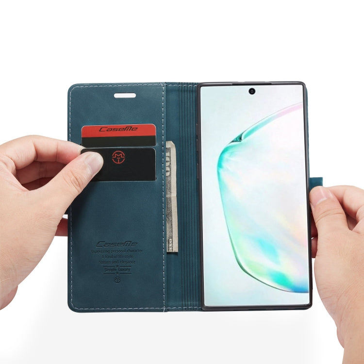 CaseMe-013 Multifunctional Horizontal Flip Leather Case with Card Slot & Holder & Wallet for Galaxy Note 10+(Blue) by CaseMe