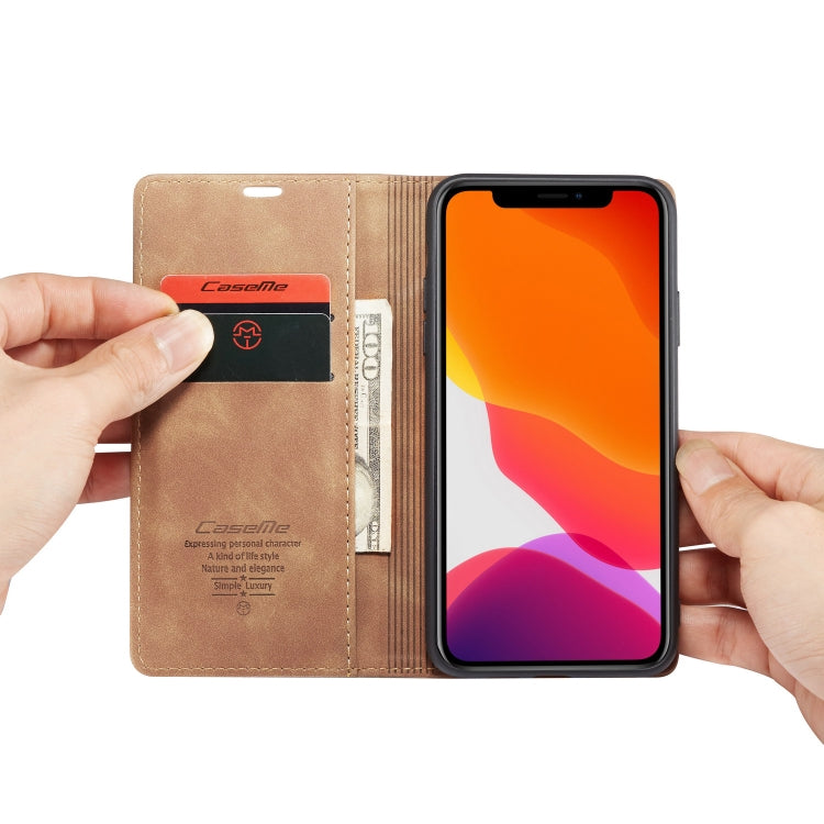 CaseMe-013 Multifunctional Horizontal Flip Leather Case with Card Slot & Holder & Wallet for iPhone 11 Pro Max(Brown) by CaseMe