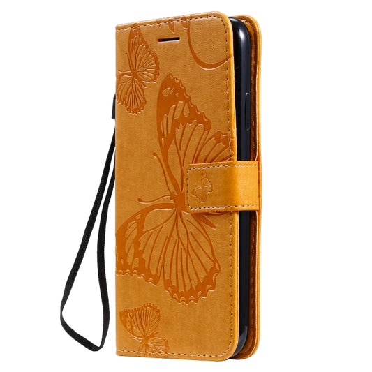 For iPhone 11 Pressed Printing Butterfly Pattern Horizontal Flip PU Leather Case with Holder & Card Slots & Wallet & Lanyard (Yellow) by buy2fix