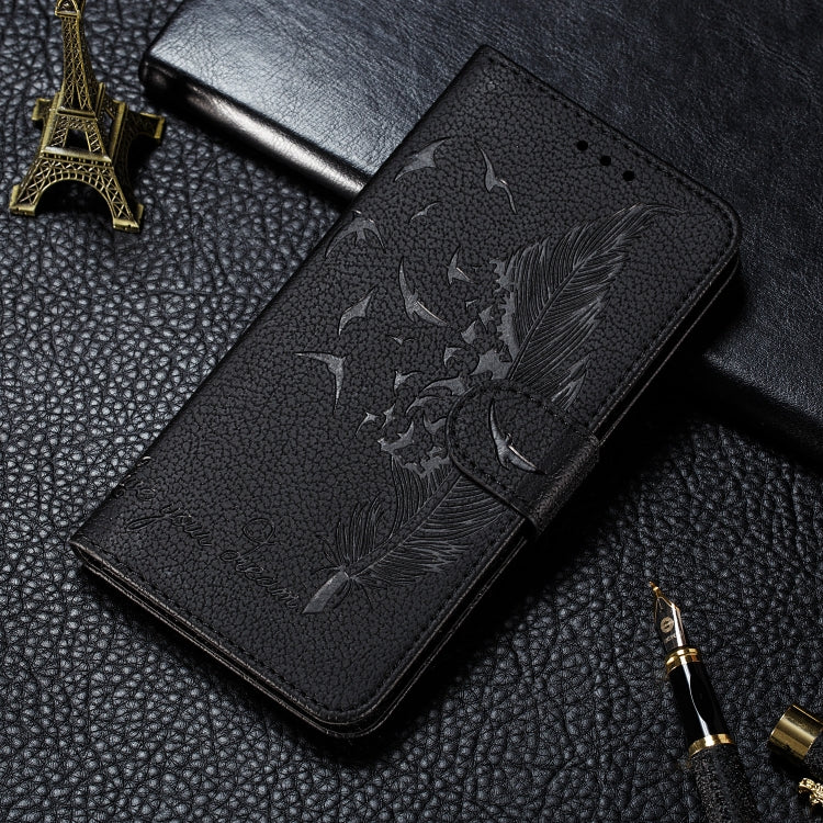 Feather Pattern Litchi Texture Horizontal Flip Leather Case with Wallet & Holder & Card Slots For Huawei P Smart Z / Y9 Prime (2019)(Black) by buy2fix