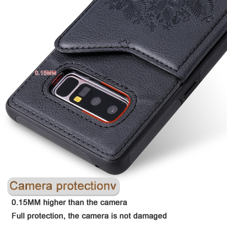 For Galaxy Note 8 Cat Tree Embossing Pattern Shockproof Protective Case with Card Slots & Photo Frame(Purple) by buy2fix