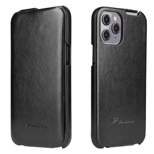 For iPhone 12 mini Fierre Shann Retro Oil Wax Texture Vertical Flip PU Leather Case (Black) by FIERRE SHANN