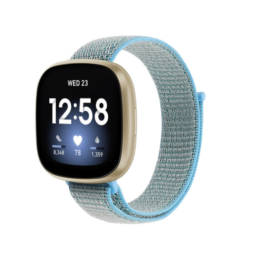 For Fitbit Versa 3 Nylon Loop Watch Band(Lake Blue) by buy2fix