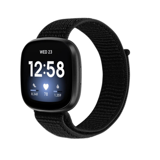 For Fitbit Versa 3 Nylon Loop Watch Band(Black) by buy2fix