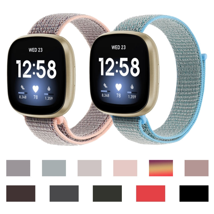 For Fitbit Versa 3 Nylon Loop Watch Band(Lake Blue) by buy2fix