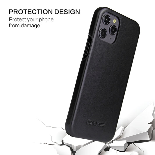 For iPhone 12 / 12 Pro Fierre Shann Business Magnetic Horizontal Flip Genuine Leather Case(Black) by FIERRE SHANN