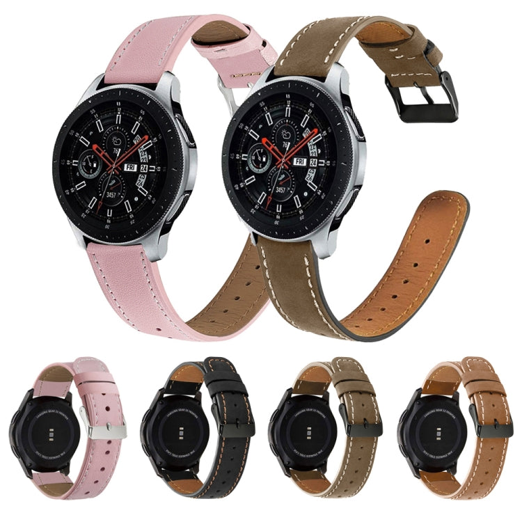 For Samsung Galaxy Watch Active / Active 2 40mm / Active 2 44mm Round Tail Leather Watch Band(Pink) by buy2fix