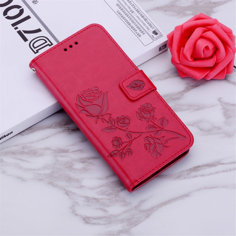 For iPhone 12 Pro Rose Embossed Horizontal Flip PU Leather Case with Holder & Card Slots & Wallet(Red) by buy2fix