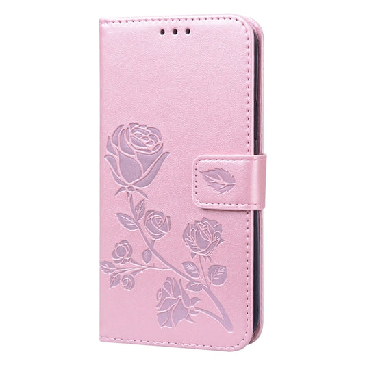 For iPhone 12 Pro Rose Embossed Horizontal Flip PU Leather Case with Holder & Card Slots & Wallet(Rose Red) by buy2fix